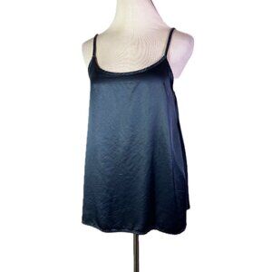 PJ Harlow Size S Navy Blue Daisy Pajama Top Braided Straps Satin